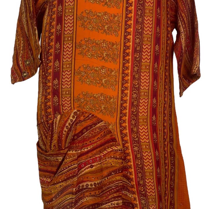 PRG7778 Robe Tunique en Soie Pure avec Poche Intégrée Sheer Avatar pour la vente par sariKNOTsari