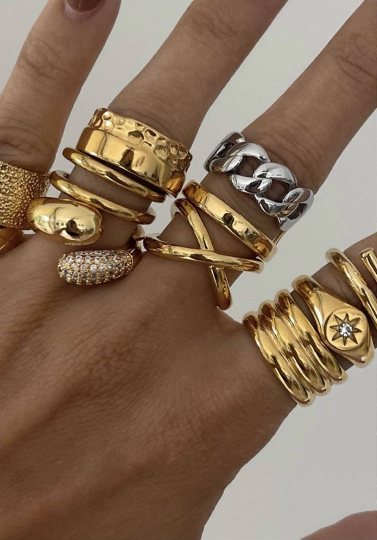 Sahira Jewelry Design - Vendita all'ingrosso Anello midi/a fascia - Anello con catena Abby3