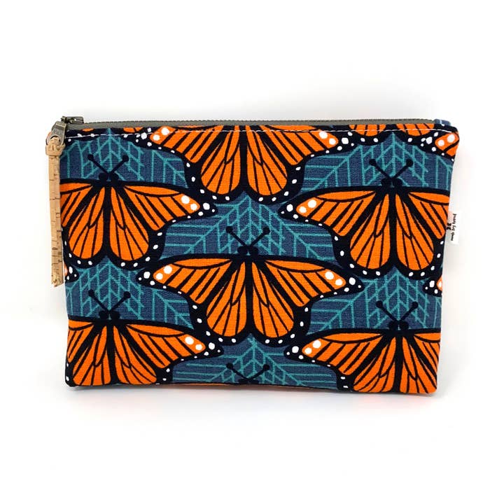 mmb by hand - Wholesale Pouch - Women's - Organic Slim Zip Pouch Charley Harper Monarch Butterflies0