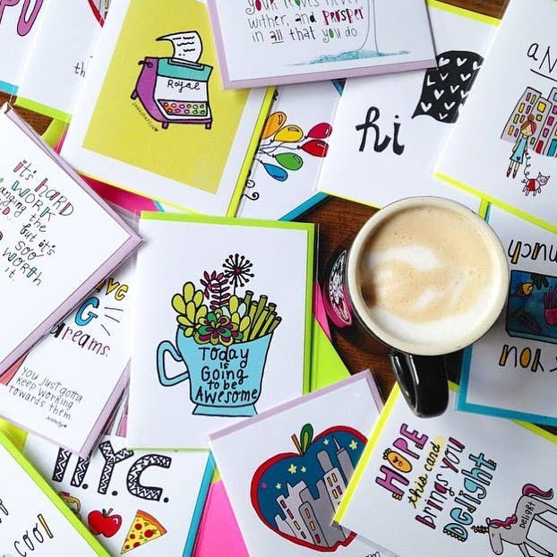 Jenipher Lyn / Nightly Doodles – Cartão de saudação diária por atacado – Planta colorida, cartão de todos os dias suculentos.1