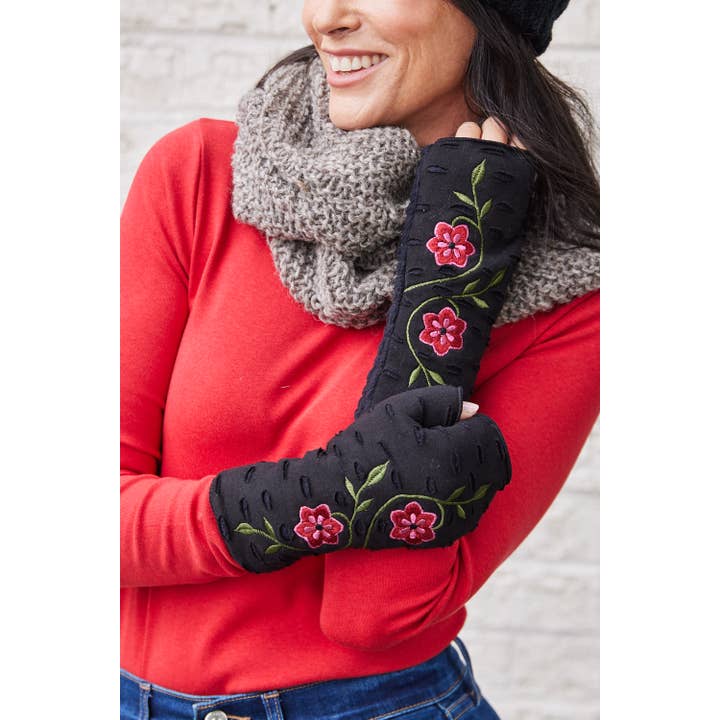 Feelgoodz - Wholesale Gloves - Women's - Primrose Ebony Fingerless Gloves | Fleece Jersey Gloves