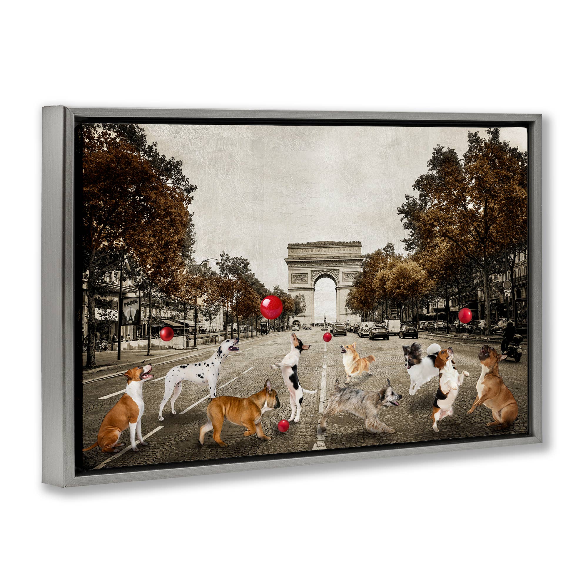 Stupell Industries - Wholesale Wall Sign - Dogs Playing Among Architecture - Framed Wall Art16