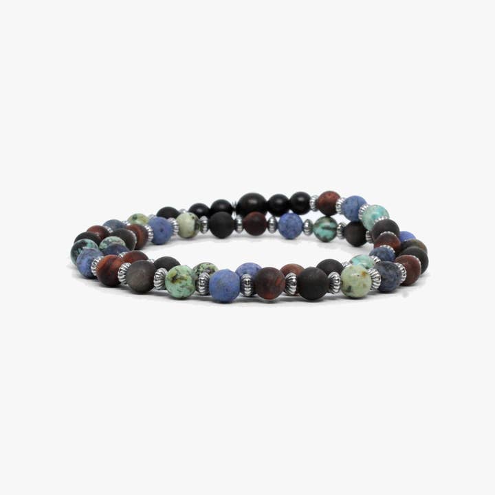 Bracelet double en pierres précieuses et argent sterling pour la vente par Kenton Michael