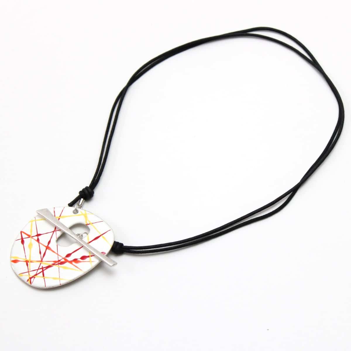 Sylca Designs - Wholesale Pendant/Charm Necklace - White & Red Splash Lea Pendant2