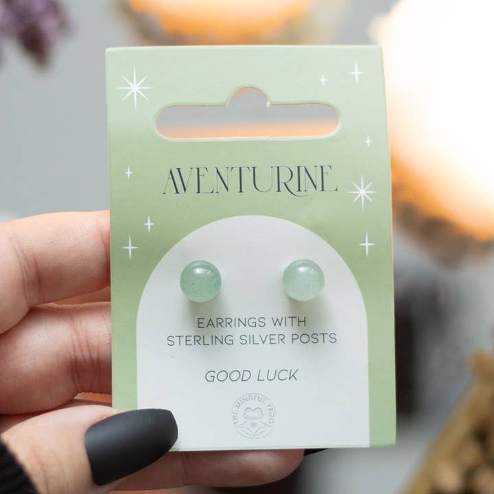 Aventurine Semi Precious Crystal Earrings for wholesale by Something Different Wholesale
