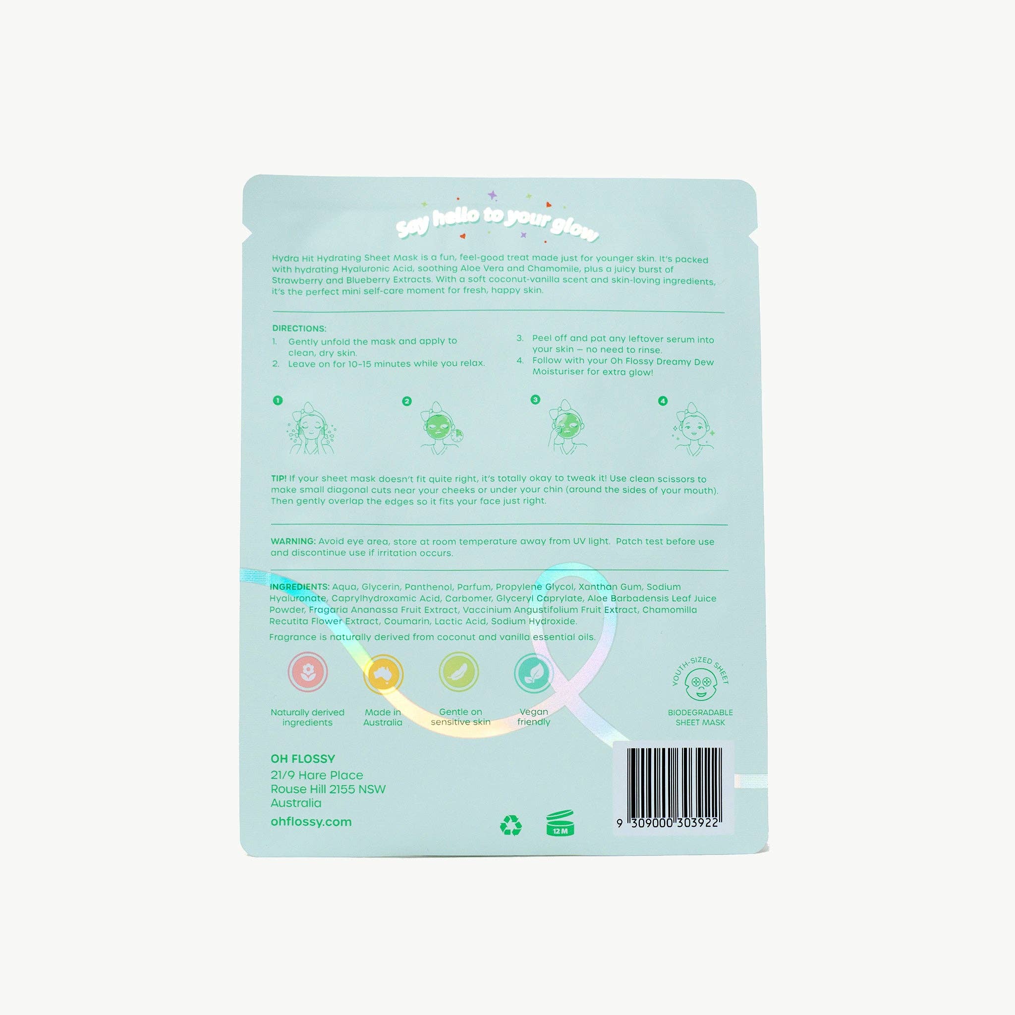 Oh Flossy – wholesale Skincare face mask – Oh Flossy Skincare - Hydra Hit Hydrating Coconut Mask2
