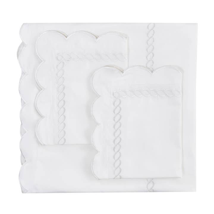 Mélange Home - Vente Housses de couette - Ensemble de couette en coton brodé à corde festonnée, 600 fils5