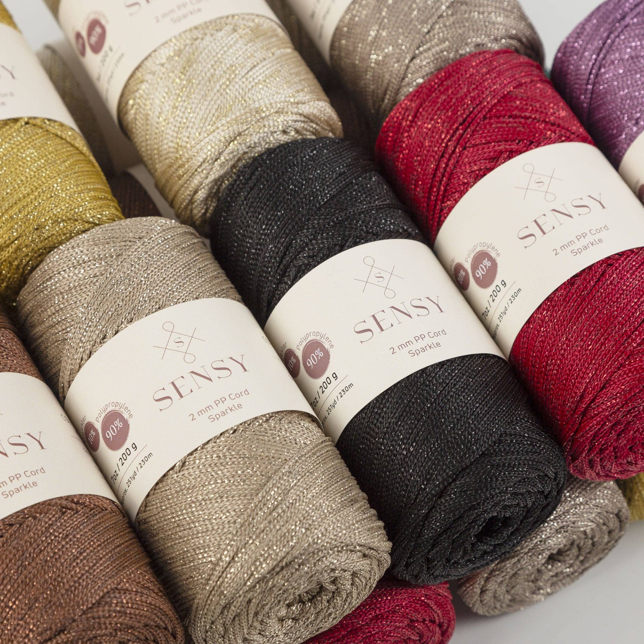 Sensy - Wholesale Yarn - Sensy Premium 2mm Sparkle - 251 yards 90% Polypropylene / 10% Polyester Macrame Cord17