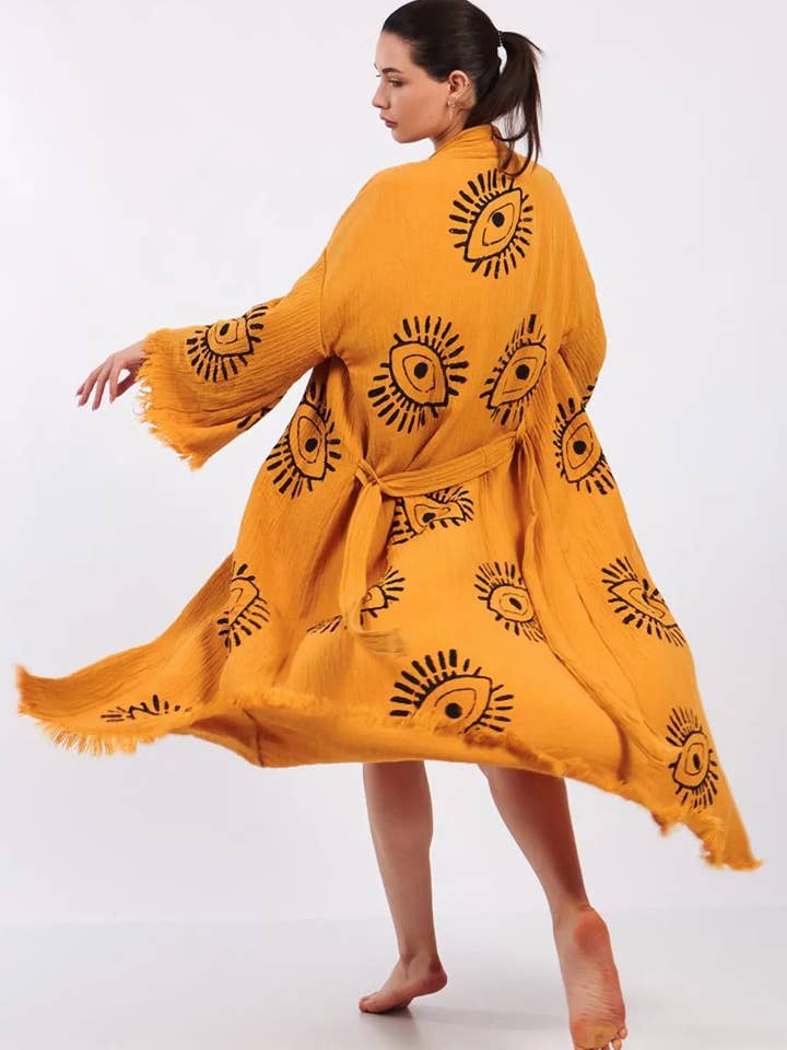 Umays Boho - Venta al por mayor Kimono - Mujer - Kimono Evil Eye, Caftán Evil Eye, Kimono de algodón orgánico1