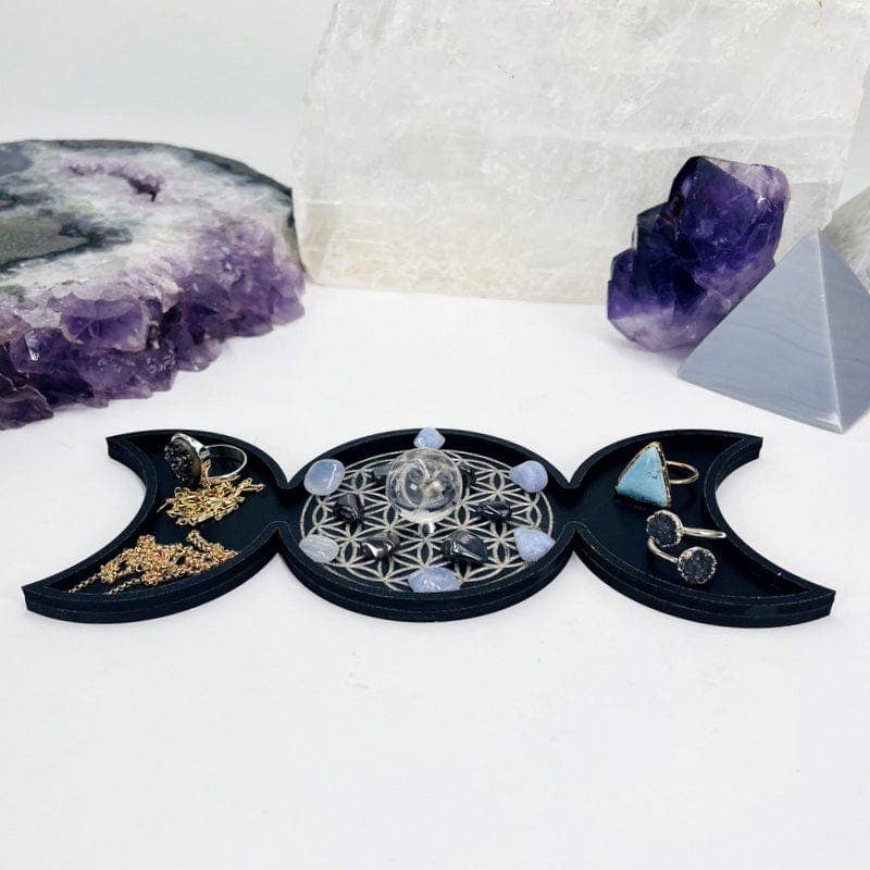Rock Paradise - Wholesale Decorative Tray - Crystal Alter Display Moon Phase Tray with Flower of Life 1