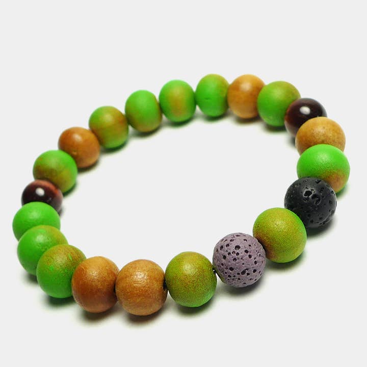 Grönt herrarmband Pearl Power WM32 av färgade pärlor för wholesale av STARBEIT