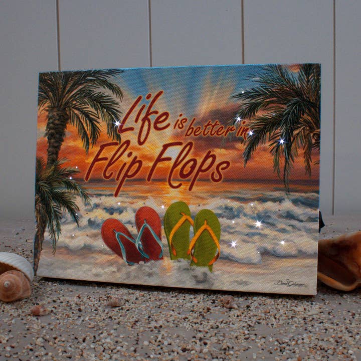 Flip Flops 8x6 Lighted Tabletop Canvas for wholesale by Glow Decor