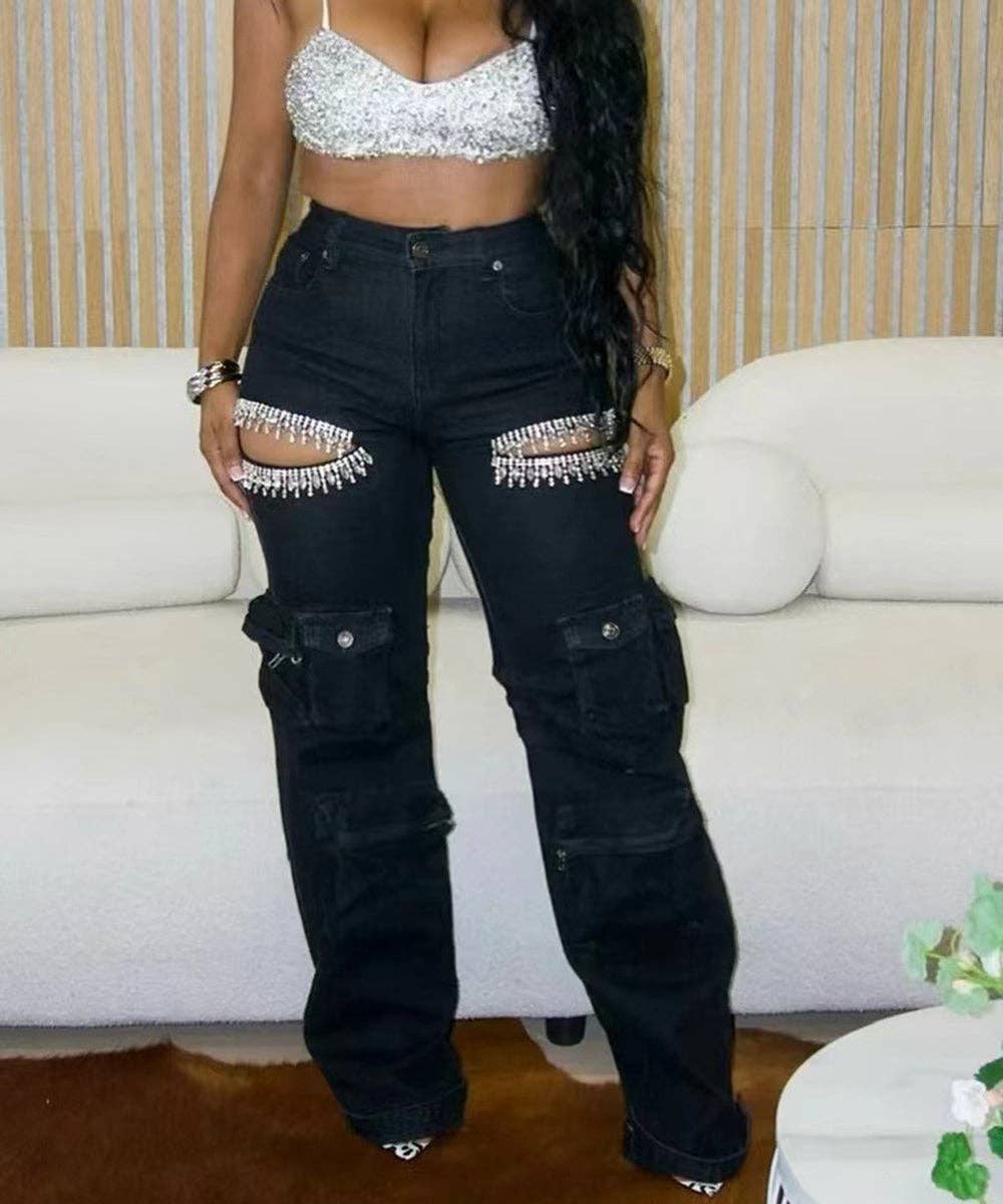 Aria Romance – wholesale Jeans – Women’s – Distressed Wash Cargo Jeans1