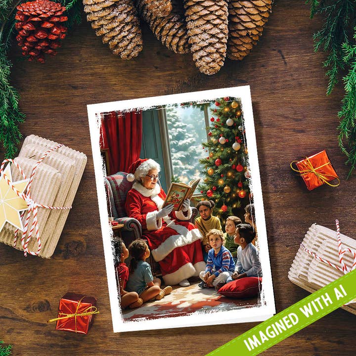Mrs. Claus Storytime | 5x7 Blank Card for wholesale by Christopher Arndt Postcard Co.
