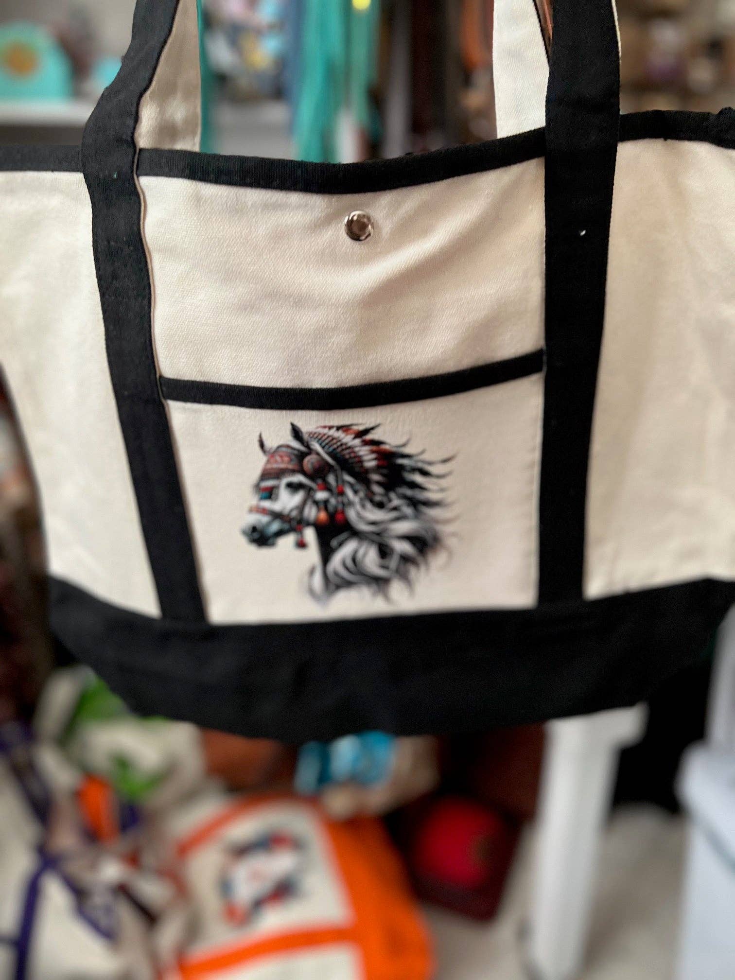 Cedar Hill Country Market - Wholesale Tote Bag - Women's - Western Themed Two Pocket Canvas Market/Tote Bags - Multi Colors9