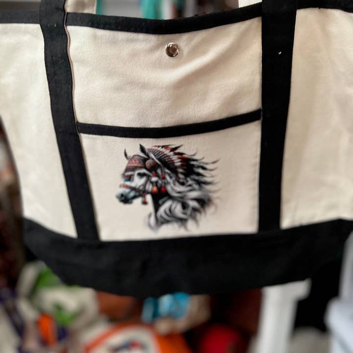 Cedar Hill Country Market - Wholesale Tote Bag - Women's - Western Themed Two Pocket Canvas Market/Tote Bags - Multi Colors9