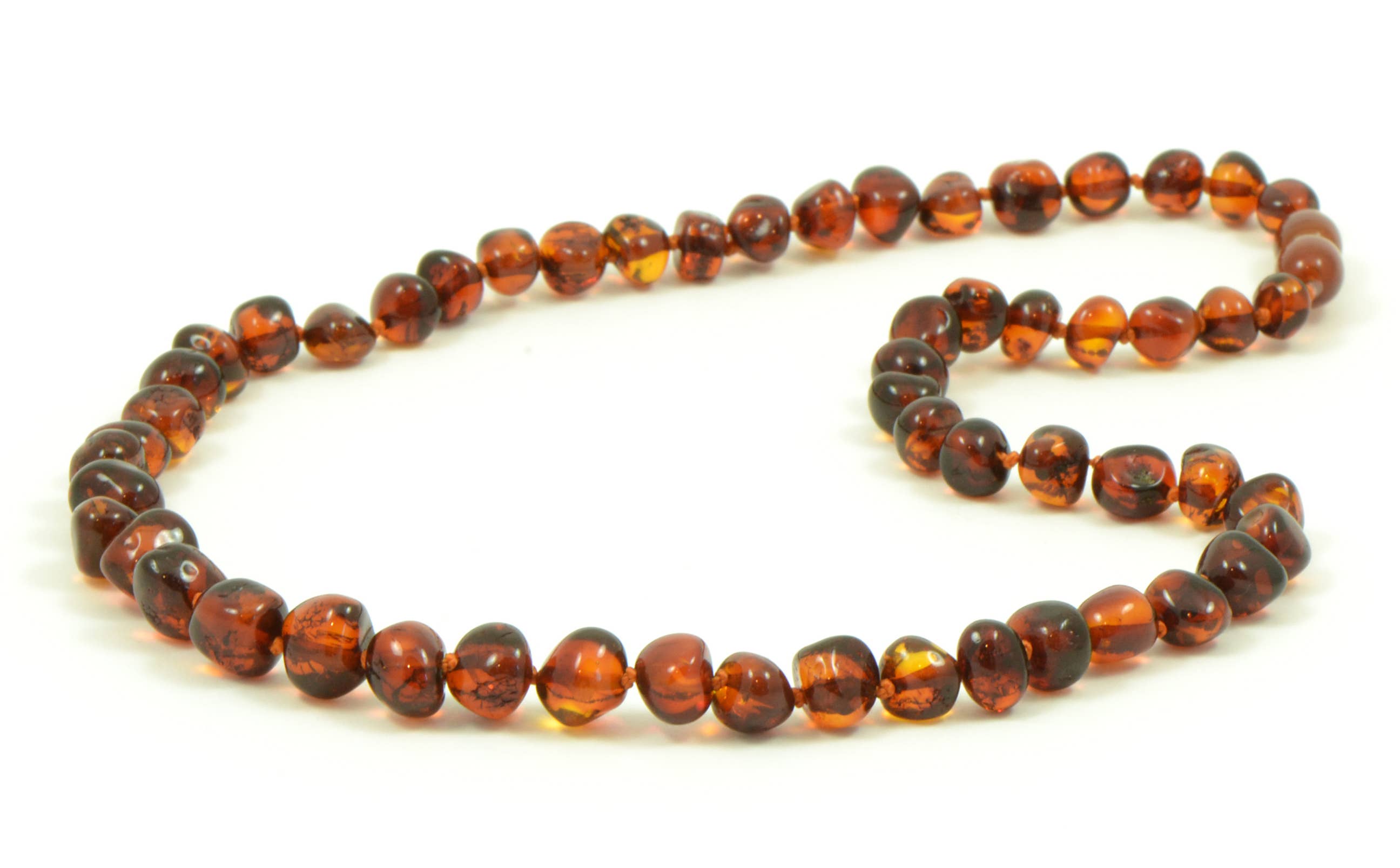 The Natural Amber – wholesale Beaded/pearl necklace – Dark cognac Baroque Polished Baltic Amber Beads Necklace 1
