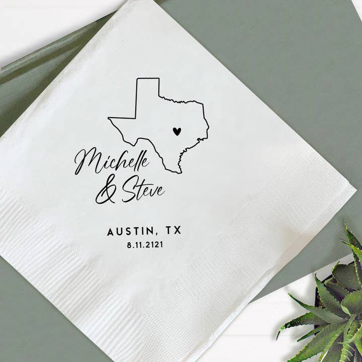 Serviettes de mariage d'État, serviettes de mariage d'État personnalisées pour la vente par GiftsbyPR