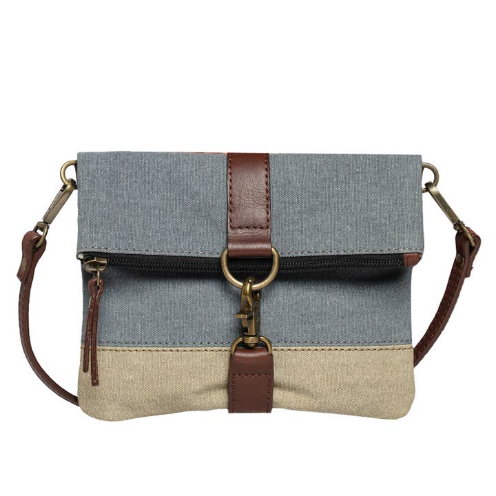 Mona B. - Wholesale Crossbody bag – Women's - Finley Original Leather Crossbody Bag in Dusty Blue5