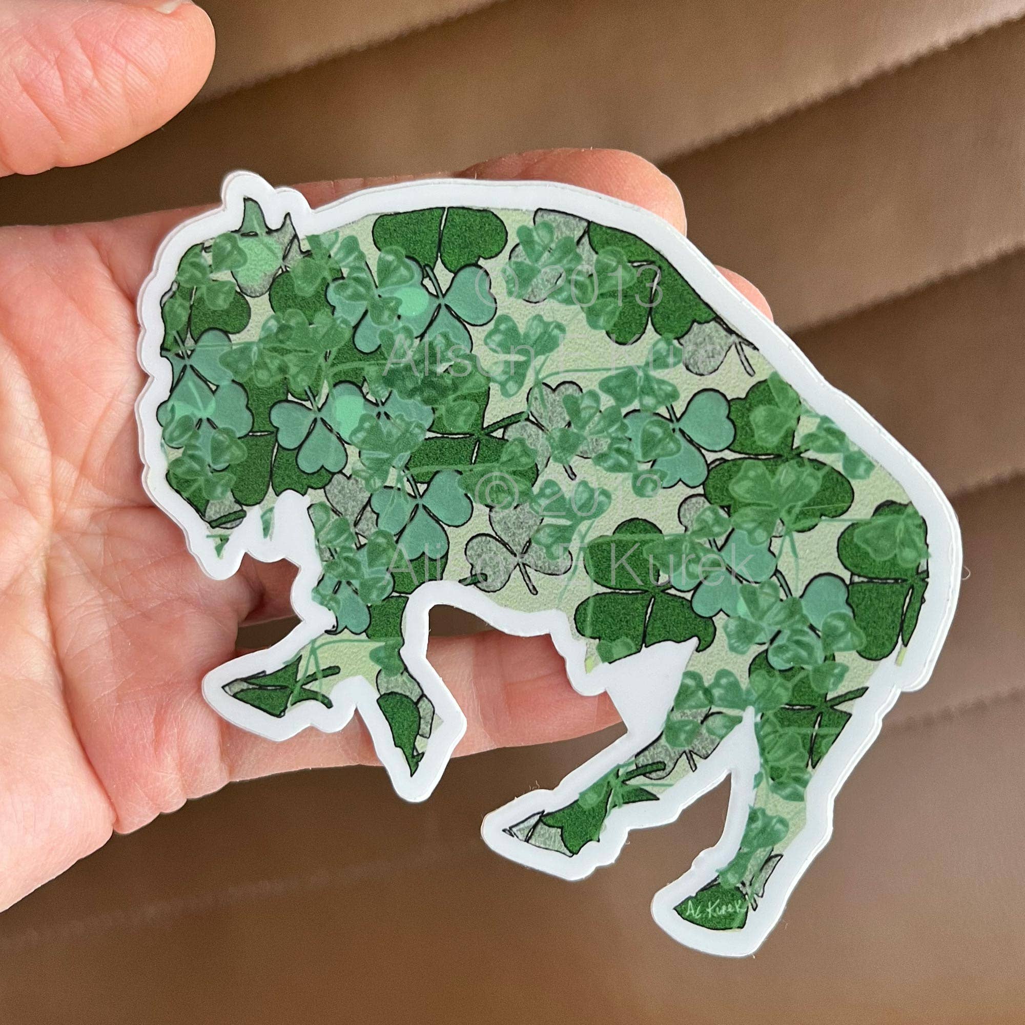 Alison E. Kurek - Wholesale Sticker - Shamrock Buffalo Bison Die Cut Waterproof Vinyl Sticker2