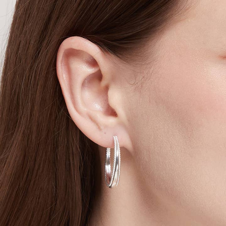 Brincos de Argola com Borda Pontilhada (LB 4485) por atacado de Boma Jewelry