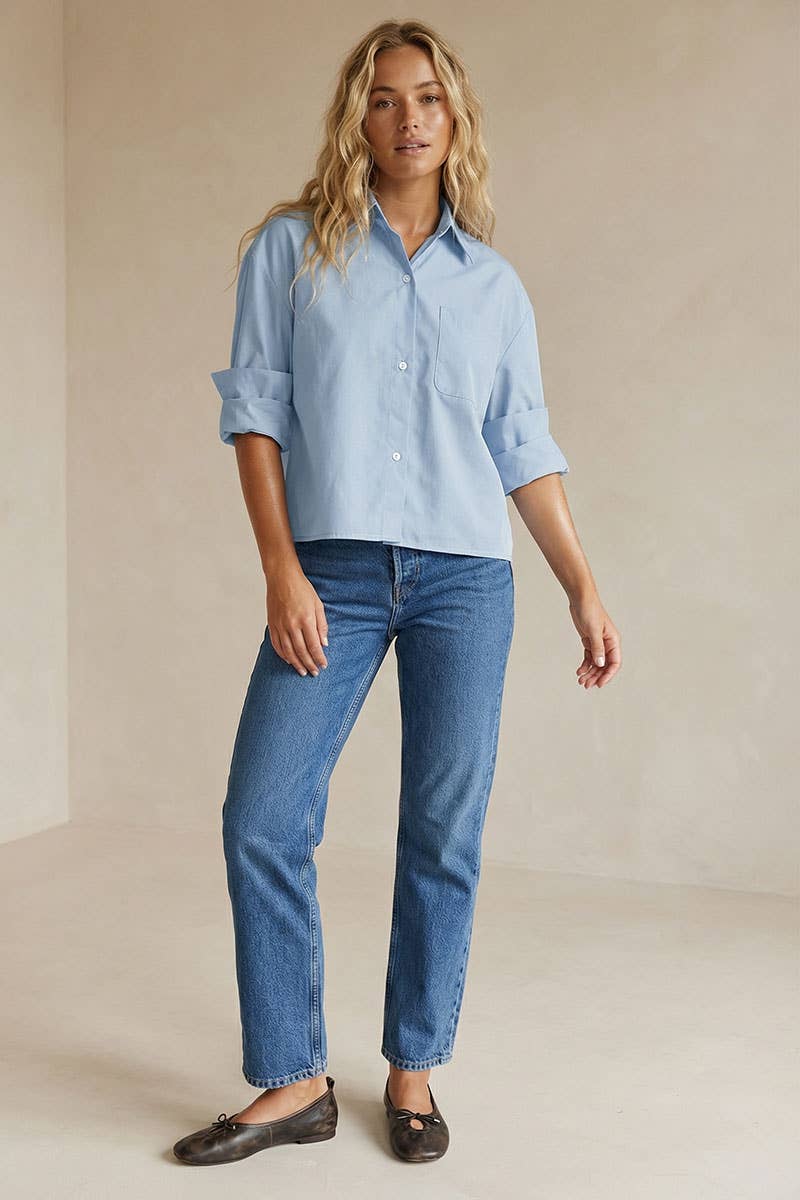 Naked Zebra - Wholesale Blouse - Women's - Rolled Sleeve Button Up Blouse15