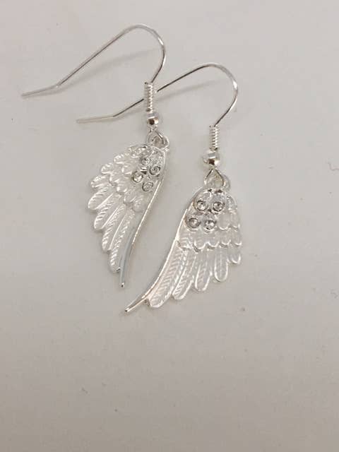Carol Young Silver - Wholesale Dangle Earrings - Angel Wings Earrings Silver Tone / Drop Wire on CARD/Jewelry3
