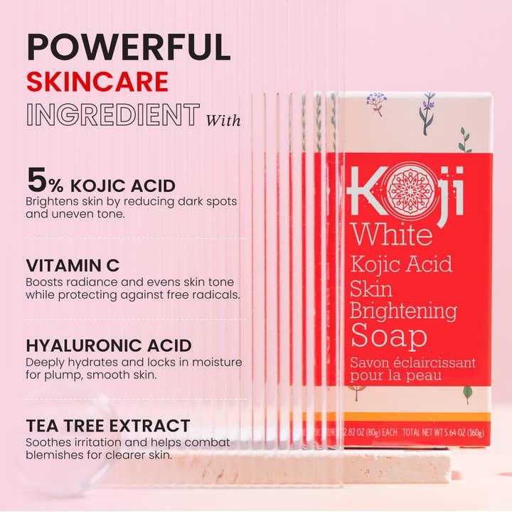 Koji White - Wholesale Bar Soap - Pure 5% Kojic Acid Skin Brightening Soap (2 Bars)5