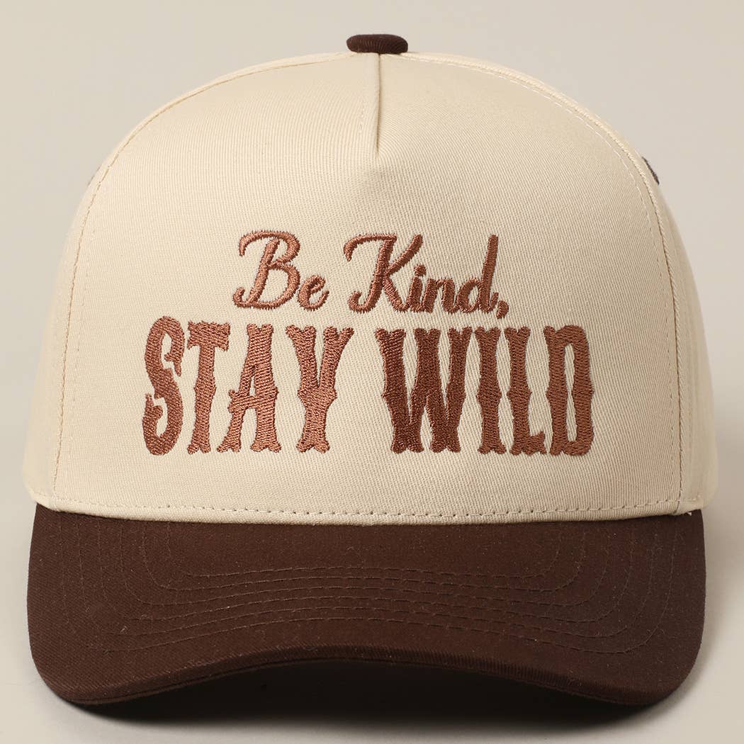 Fashion City - Wholesale Trucker Hat - Unisex - Be Kind Stay Wild Lettering Embroidery Trucker Hat29
