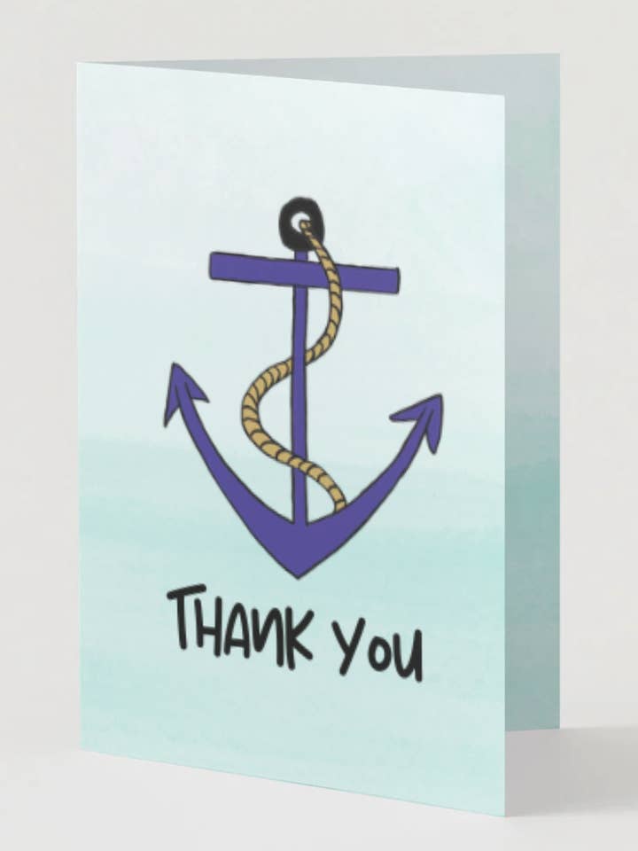 Greeting Card: Thank You, Anchor for wholesale by Chika Paper Studio