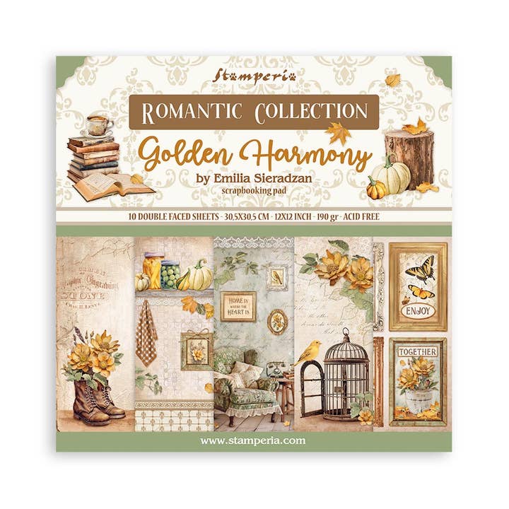 Ninnys Napkins - Wholesale Scrapbook - Stamperia 12" Scrapbook Paper Pad - Golden Harmony