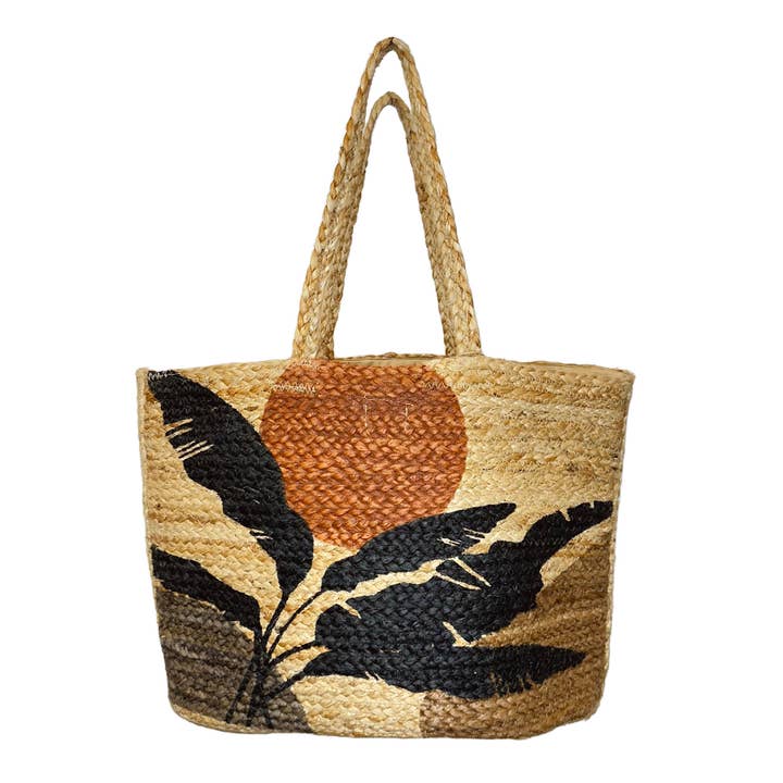 Anju Jewelry - Wholesale Tote Bag - Women's - Capri Jute Bag with Tropical Prints