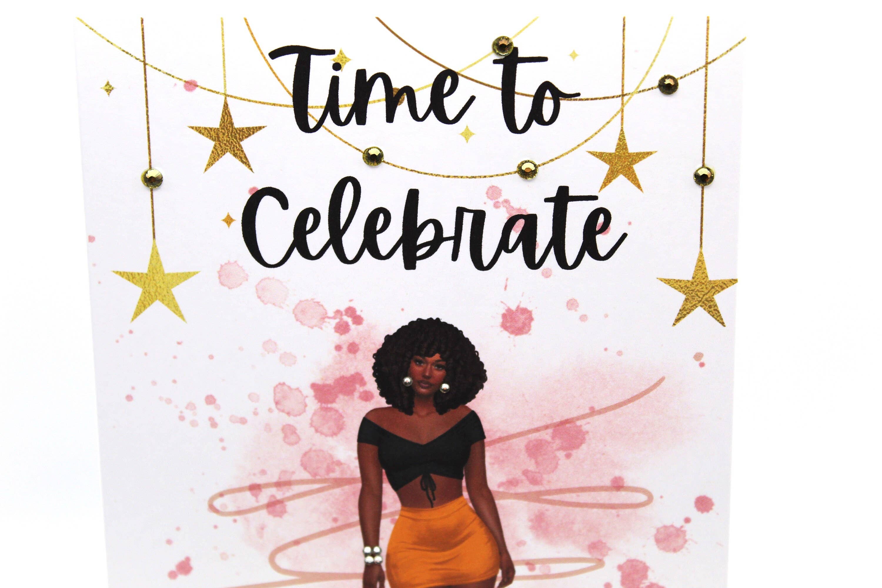 Simply Created - Vente Cartes d'anniversaire - Carte d'anniversaire afro-américaine, carte de vœux faite à la main pour femme noire, femme noire, nom personnalisé pour elle, vierge, cadeau pour une amie, bling3