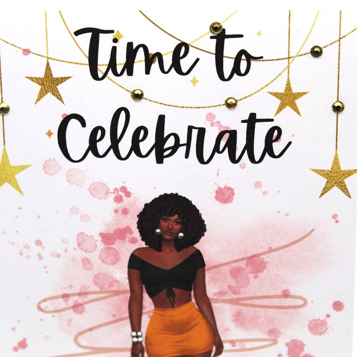 Simply Created - Vente Cartes d'anniversaire - Carte d'anniversaire afro-américaine, carte de vœux faite à la main pour femme noire, femme noire, nom personnalisé pour elle, vierge, cadeau pour une amie, bling3