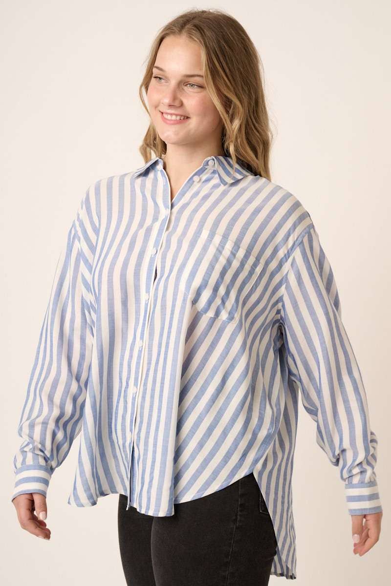 mittoshop – wholesale Buttoned-down shirt – Women's – PLUS STRIPED BUTTON DOWN SHIRT13