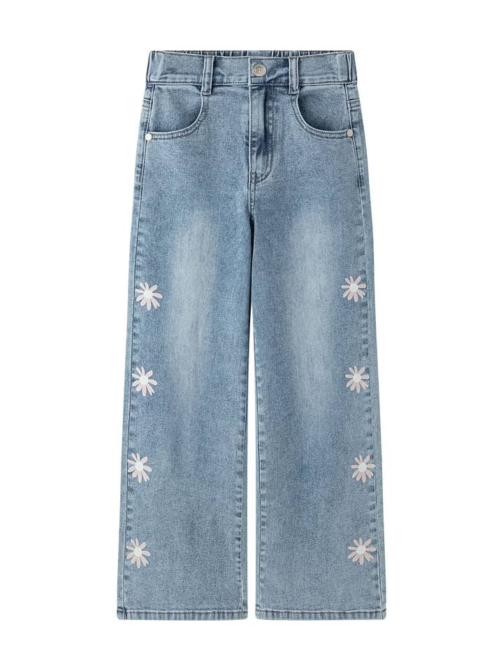 Jean fille 3-9A avec dessins latéraux JGV56819 pour la vente par Newness Kids