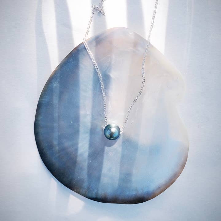 Ke Aloha Jewelry - Wholesale Pendant/charm necklace - Silver Single Floating Tahitian Pearl Necklace - Miliani1