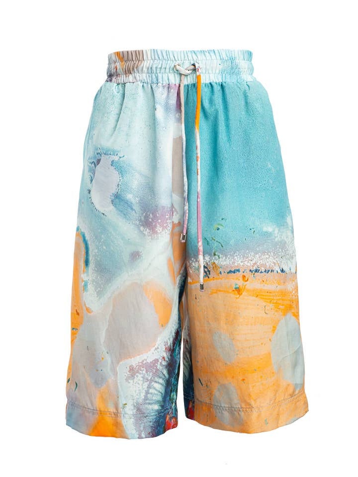 Korte broek van zijde en katoen met abstracte print voor wholesale door Abstract