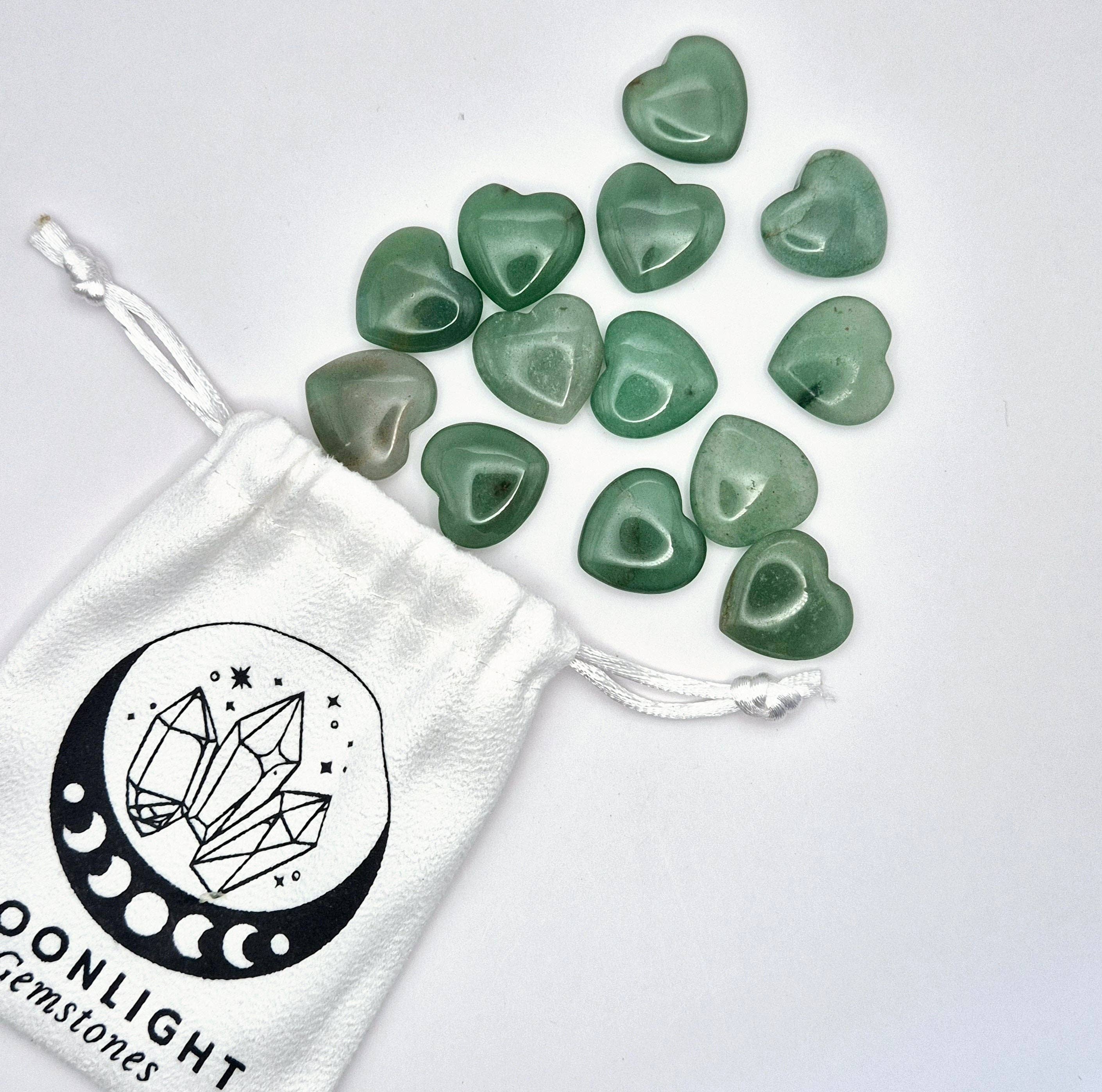 Moonlight Gemstones - Wholesale Spiritual Stone/Crystal - Mini Heart - Green Aventurine pocketstone worry stone2