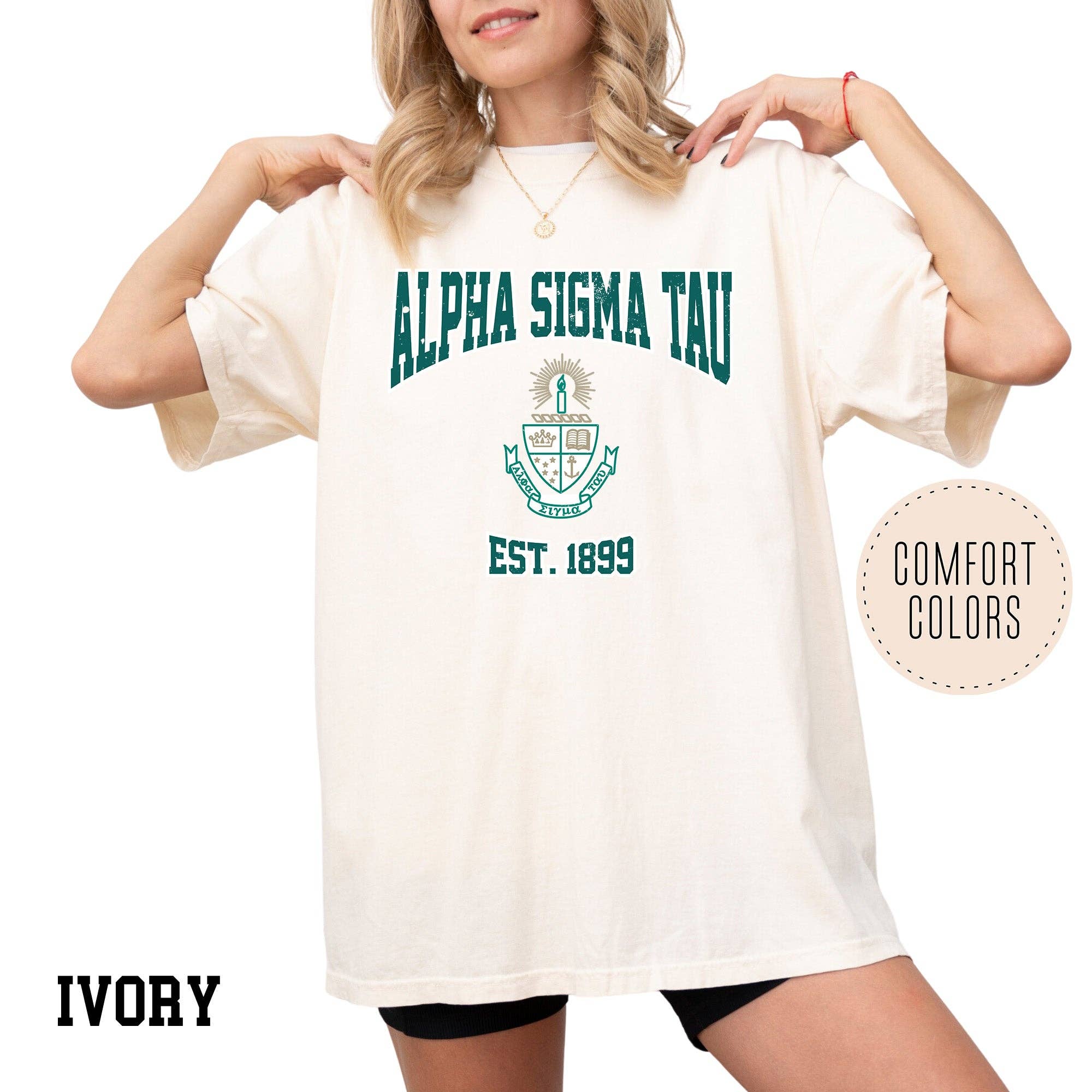 Kite and Crest - Vendita all'ingrosso Maglietta serigrafata - Donna - Maglietta della confraternita Legacy Luxe Comfort Colors7