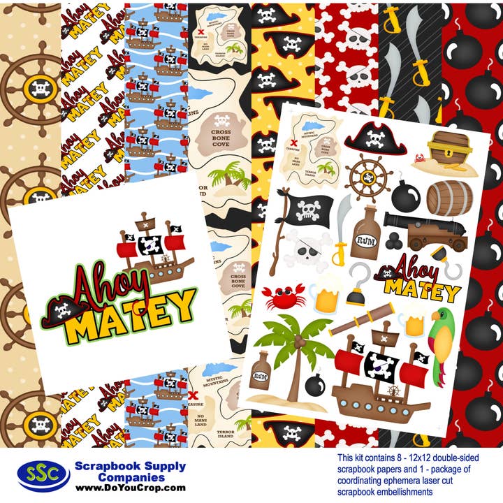 Ahoy Matey 12 x 12 Scrapbook Paper & Embellishment Kit by SSC Designs - 3 Kits for wholesale by SSC Wholesale