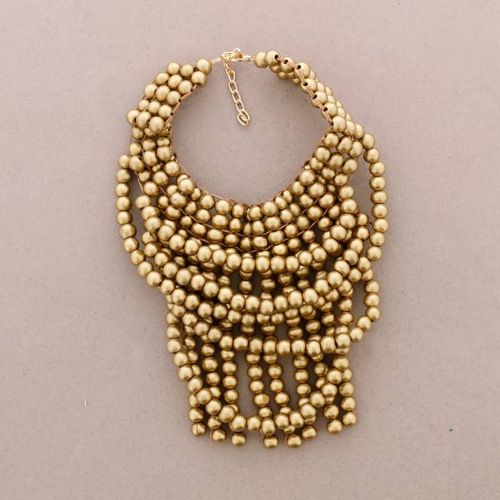 BIB NECKLACE WITH WOODEN BEADS for wholesale by Sonata