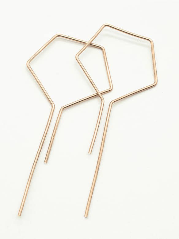 Geometric Gold Filled Threader Hoops for wholesale by Lavender Skyline