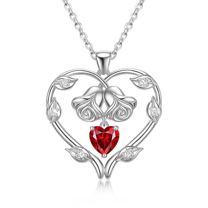 Colar com pingente de coração de rosa eterna em zircónia cúbica 5A por atacado de Sephla