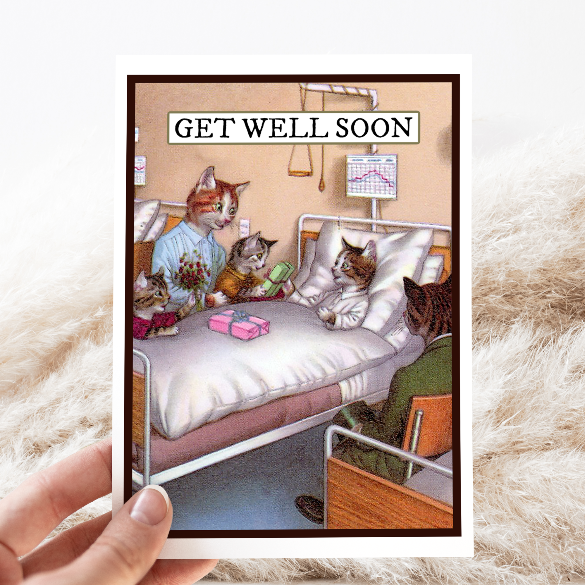 Cheerful Whimsies - Wholesale Get Well Card - Greeting Card. Vintage Cats. GET WELL SOON.2