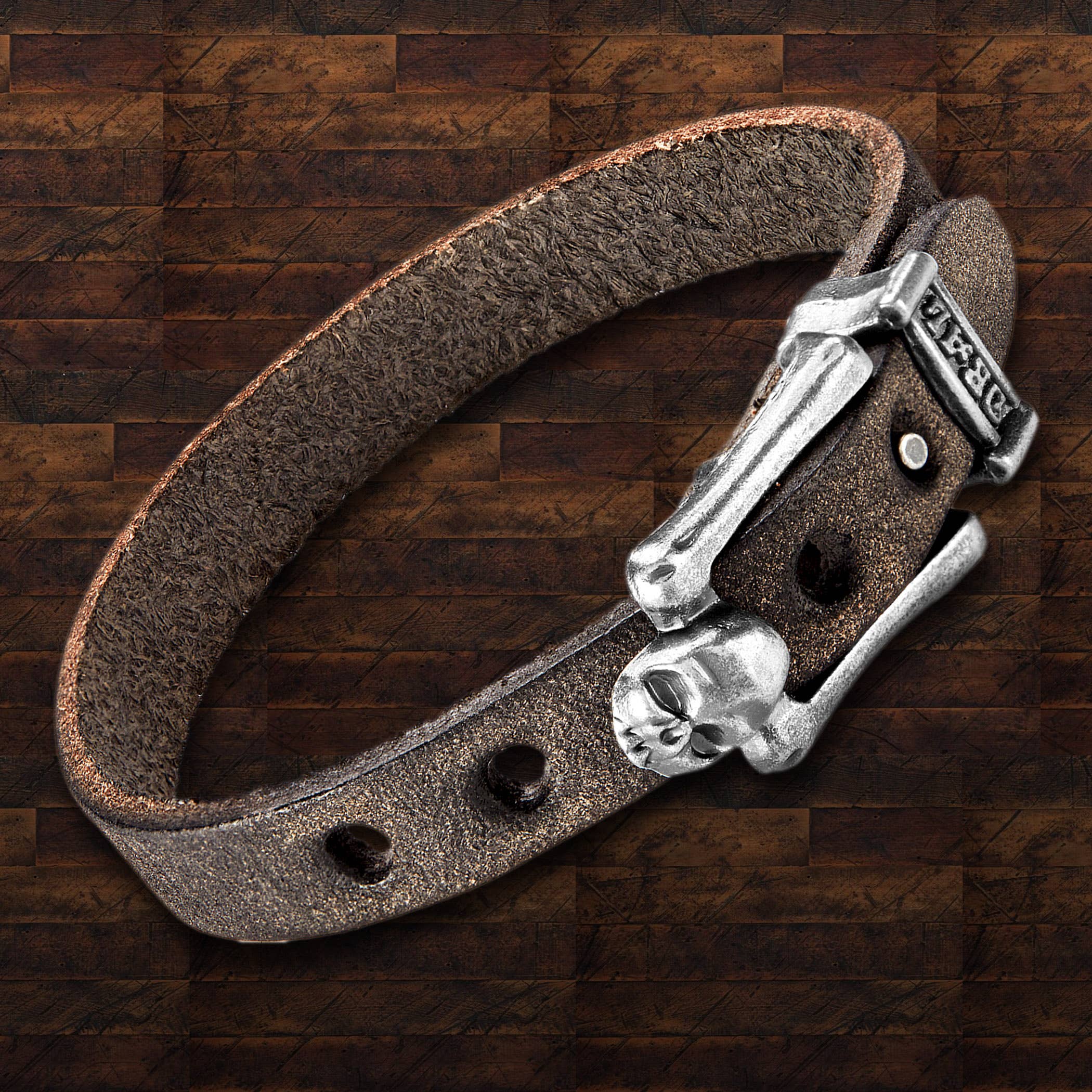 West Coast Jewelry - Wholesale Bangle Bracelet - Men's Leather Skull Buckle Bracelet7