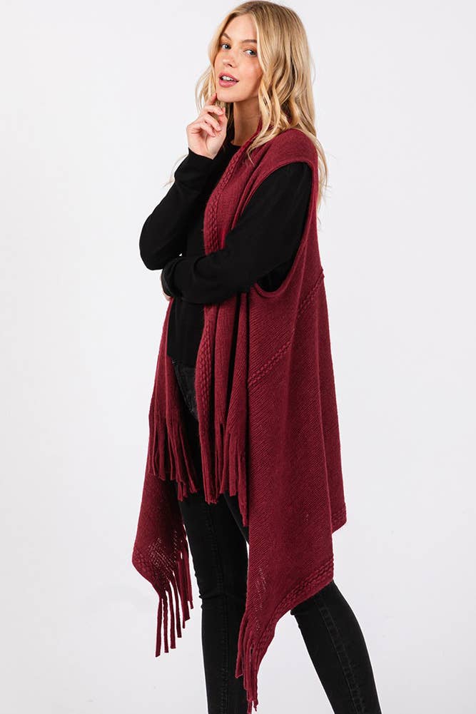 Hana - Vente Veste sans manches – femme - Gilet d'hiver en tricot à pompons à pois gaufrés18