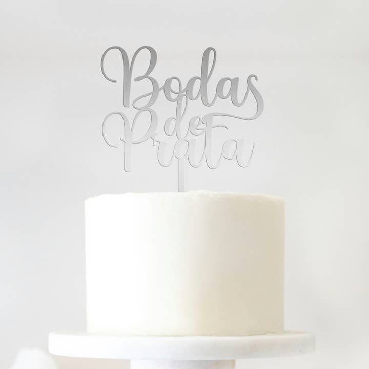 Adorei - Wholesale Cake/Cupcake Topper - Bodas de Prata Mirror Acryl Cake Topper