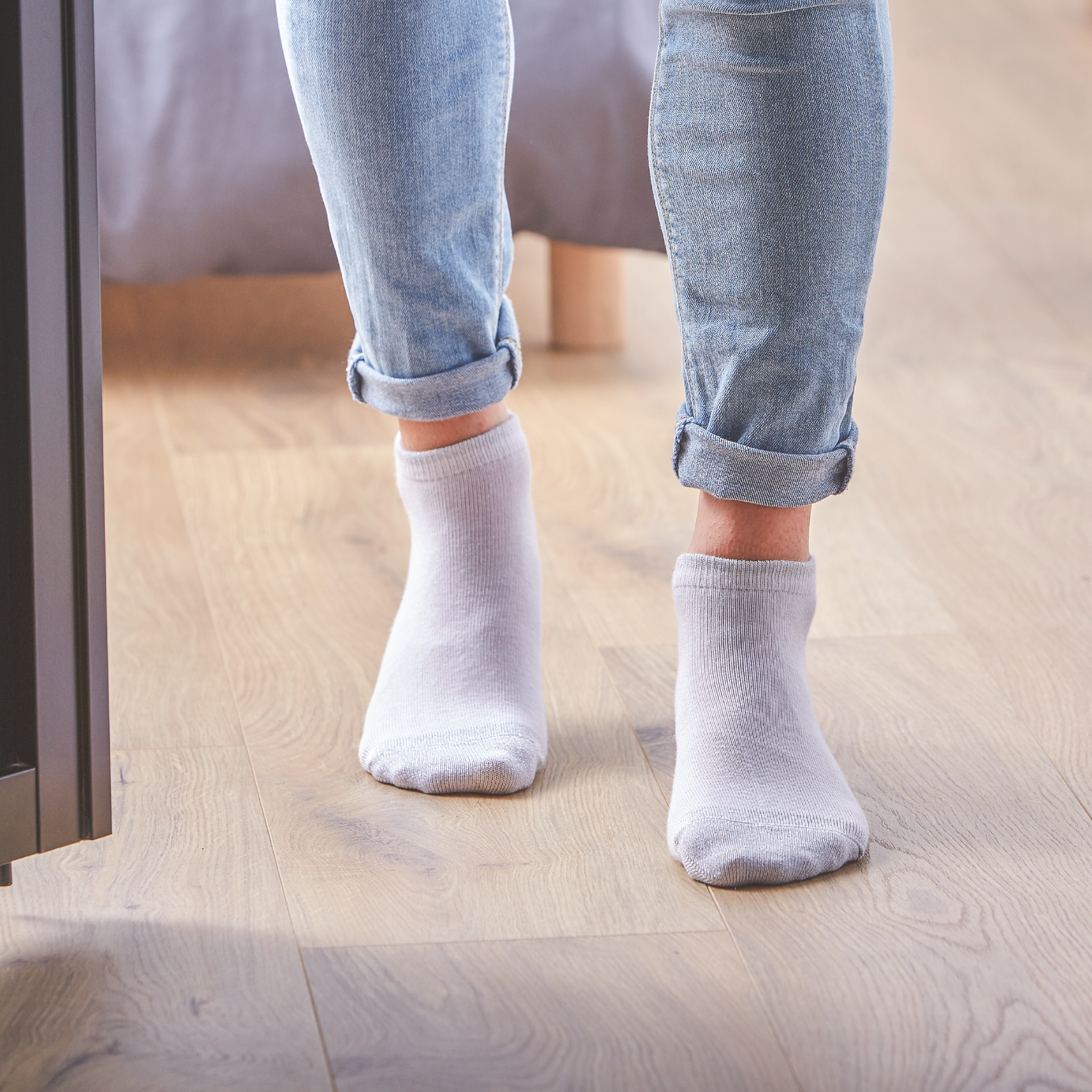 BILLYBELT - Wholesale Sokken - Dames - Glitter enkelsokken van gekamd katoen Effen - Wit1