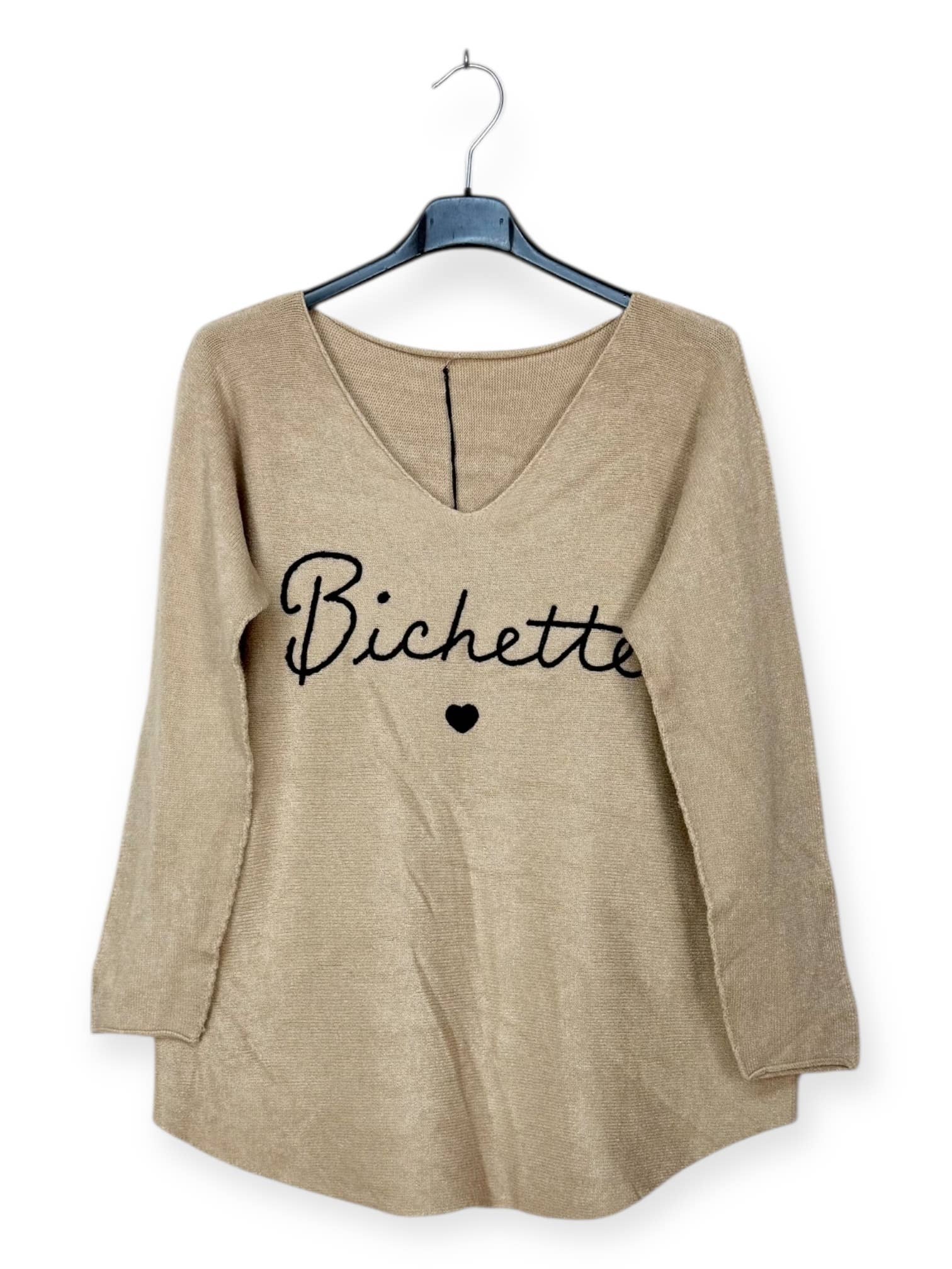 Lucky Nana - Wholesale Knit Sweater - Women's - AH 3167 - V-Neck Sweater with Bichette Flocking16